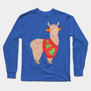 Llama with Ugly Christmas Sweater Long Sleeve T-Shirt